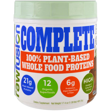 Raw Fusion, Complete, 100% Plant-Based Whole Food Proteins, Chocolate , 17.4 oz (491.9 g)