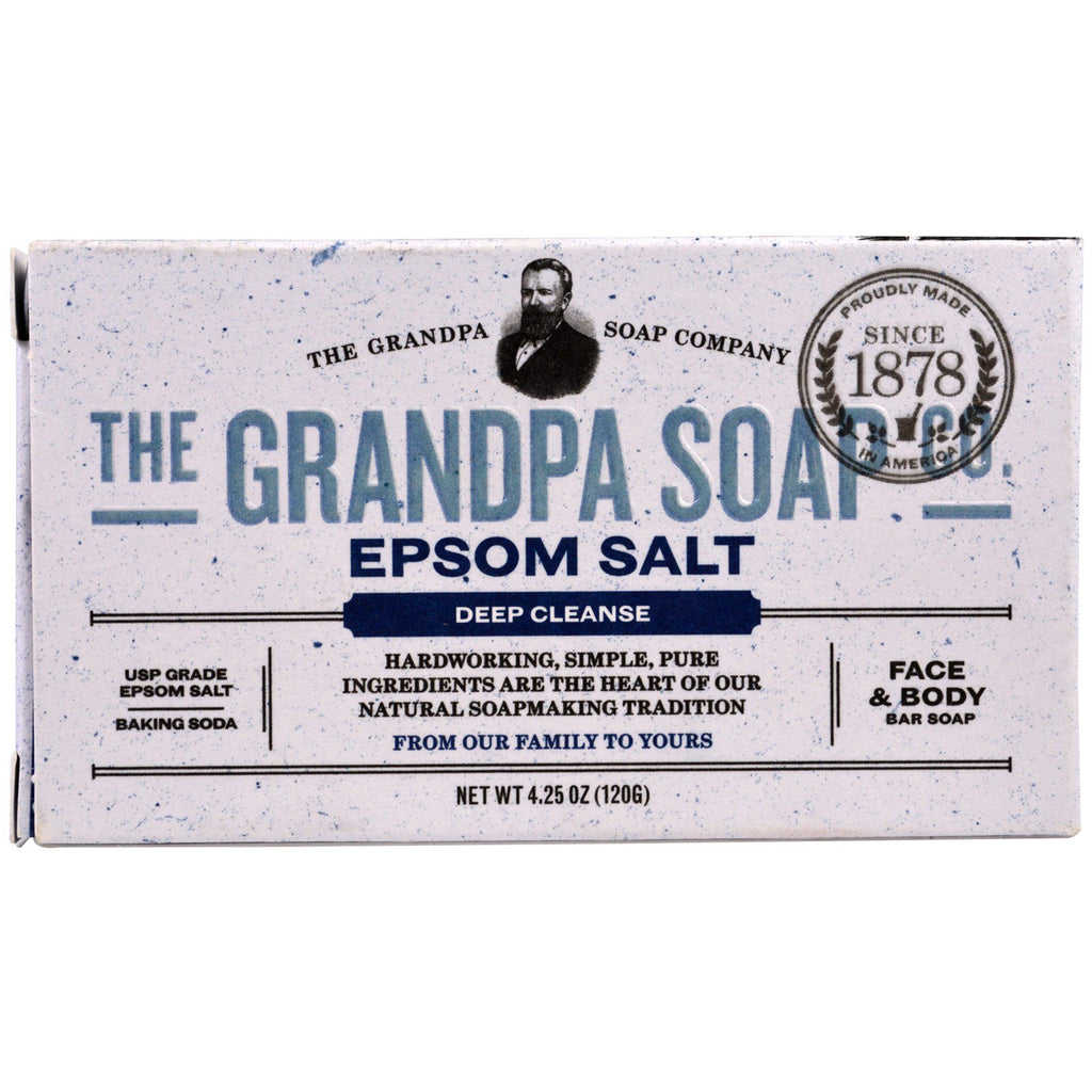 Grandpa's, Face & Body Bar Soap, Deep Cleanse, Epsom Salt, 4.25 oz (120 g)