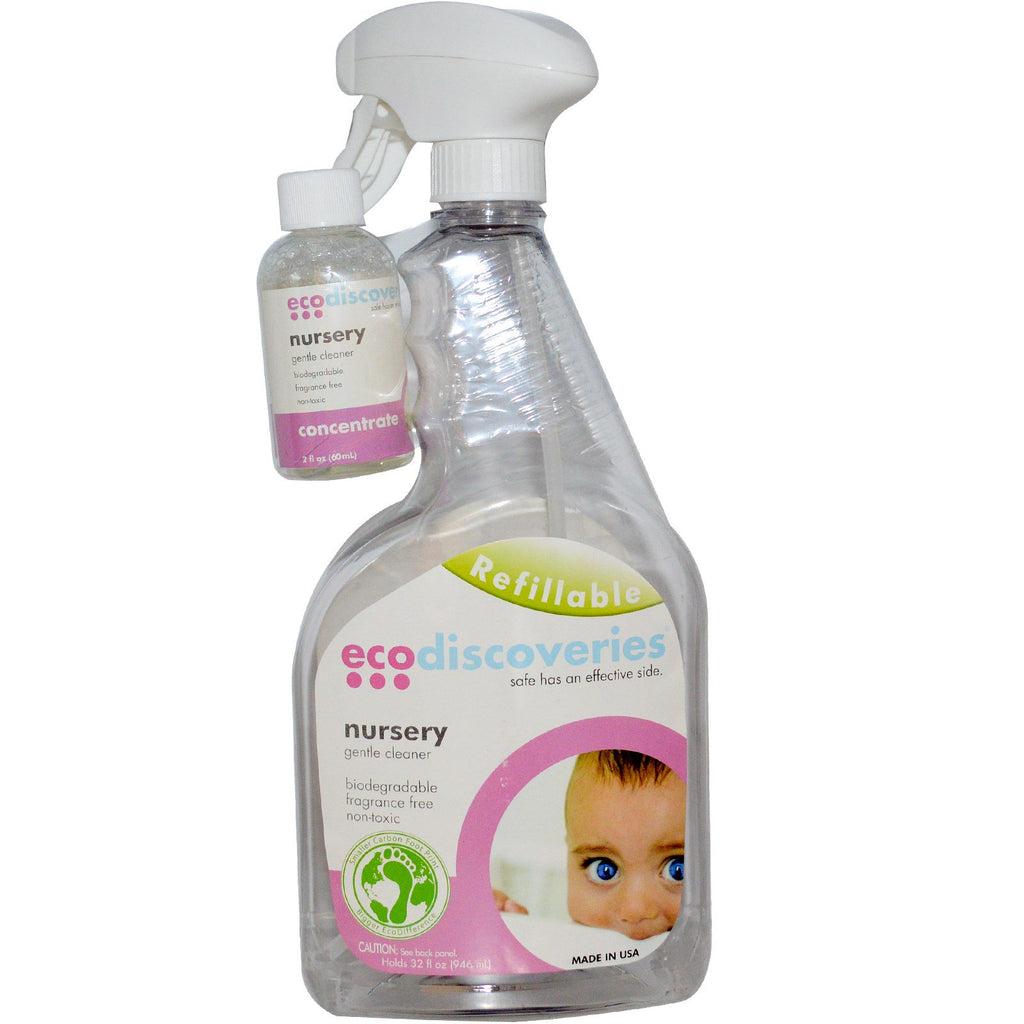 EcoDiscoveries, Limpiador suave para guardería, concentrado de 2 fl oz (60 ml) con 1 botella pulverizadora