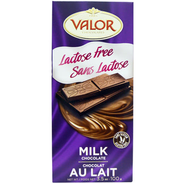 Valor, Chocolat au lait, sans lactose, 3,5 oz (100 g)