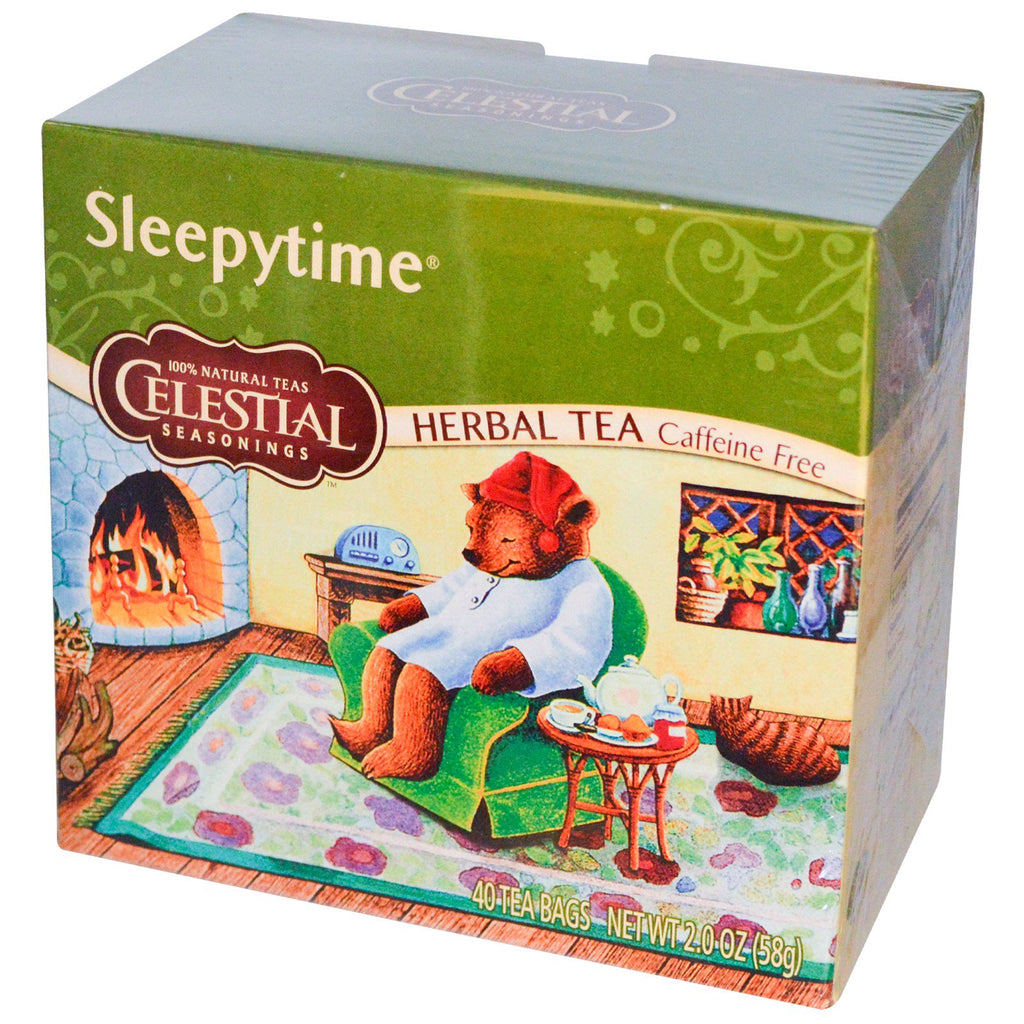 Celestial Seasonings, شاي الأعشاب، خالي من الكافيين، وقت النوم، 40 كيس شاي، 2.0 (58 جم)