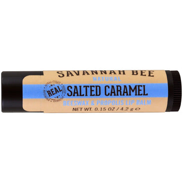 Savannah Bee Company Inc, balsam de buze cu ceară de albine și propolis, caramel sărat, 0,15 oz (4,2 g)