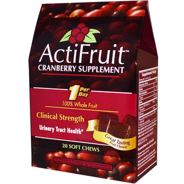 Terapia enzimática, actifruit, suplemento de cranberry, 20 pastilhas mastigáveis