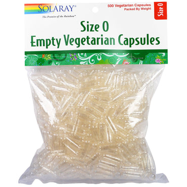 Solaray, cápsulas vegetarianas vacías, tamaño 0, 500 cápsulas vegetales