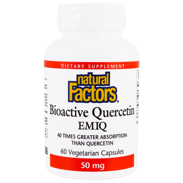 Natural Factors, Quercetina EMIQ biactiva, 50 mg, 60 cápsulas vegetales