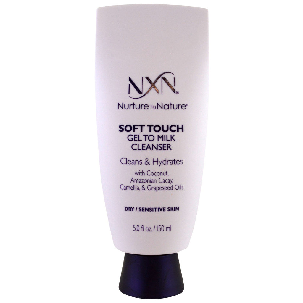 NXN, Nurture by Nature, ניקוי רך לג'ל לחלב, עור יבש/רגיש, 5 fl oz (150 מ"ל)
