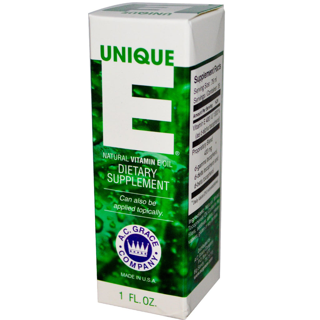 AC Grace Company, Unique E, Naturalny olejek z witaminą E, 1 uncja
