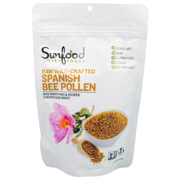 Sunfood, polen de albină spaniolă crud sălbatic, 8 oz (227 g)