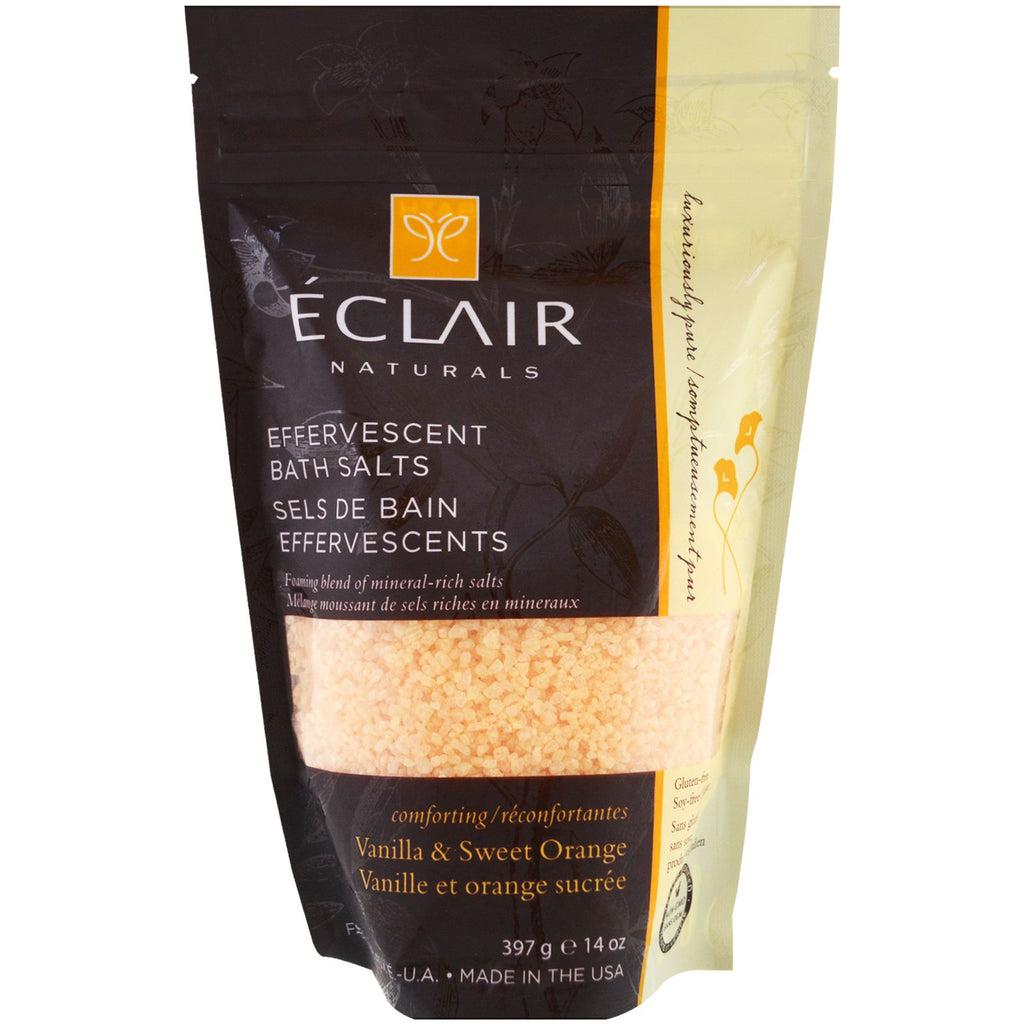 Eclair Naturals, Effervescent Bath Salts, Vanilla & Sweet Orange, 14 oz (397 g)
