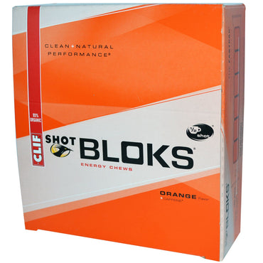 Clif Bar, Shot Bloks Energy Chews, Sabor Laranja + Cafeína, 18 Pacotes, 60 g (2,1 oz) Cada