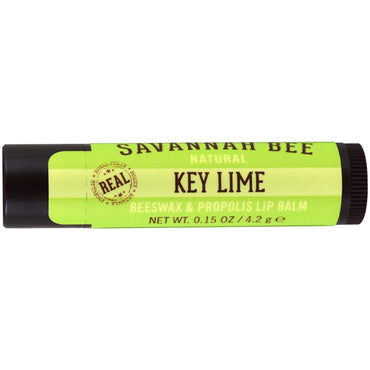 Savannah Bee Company Inc, Bálsamo labial con cera de abejas y propóleo, lima, 4,2 g (0,15 oz)