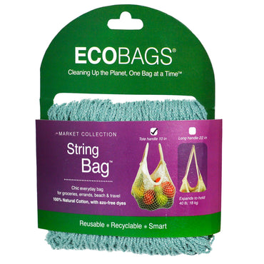 ECOBAGS, Market Collection, String Bag, Draaggreep 10 inch, Blauw gewassen, 1 tas