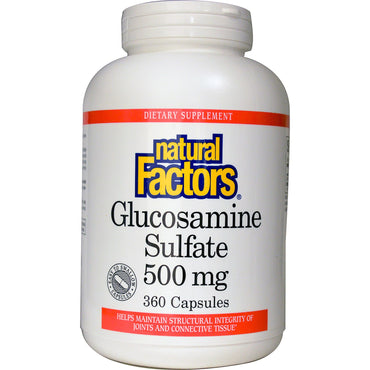 Natural Factors, sulfate de glucosamine, 500 mg, 360 gélules