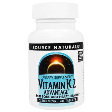 Source Naturals, فيتامين K2 Advantage، 2200 ميكروجرام، 60 قرصًا