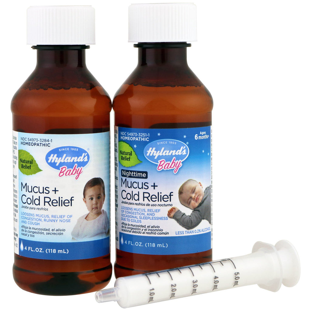 Hyland's, Mucus + Cold Relief, Day & Night Value Pack, Ages 6 Months+, 4 fl oz (118 ml) Each