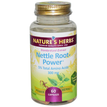 Nature's Herbs, 쐐기풀 뿌리 힘, 300 mg, 60 캡슐