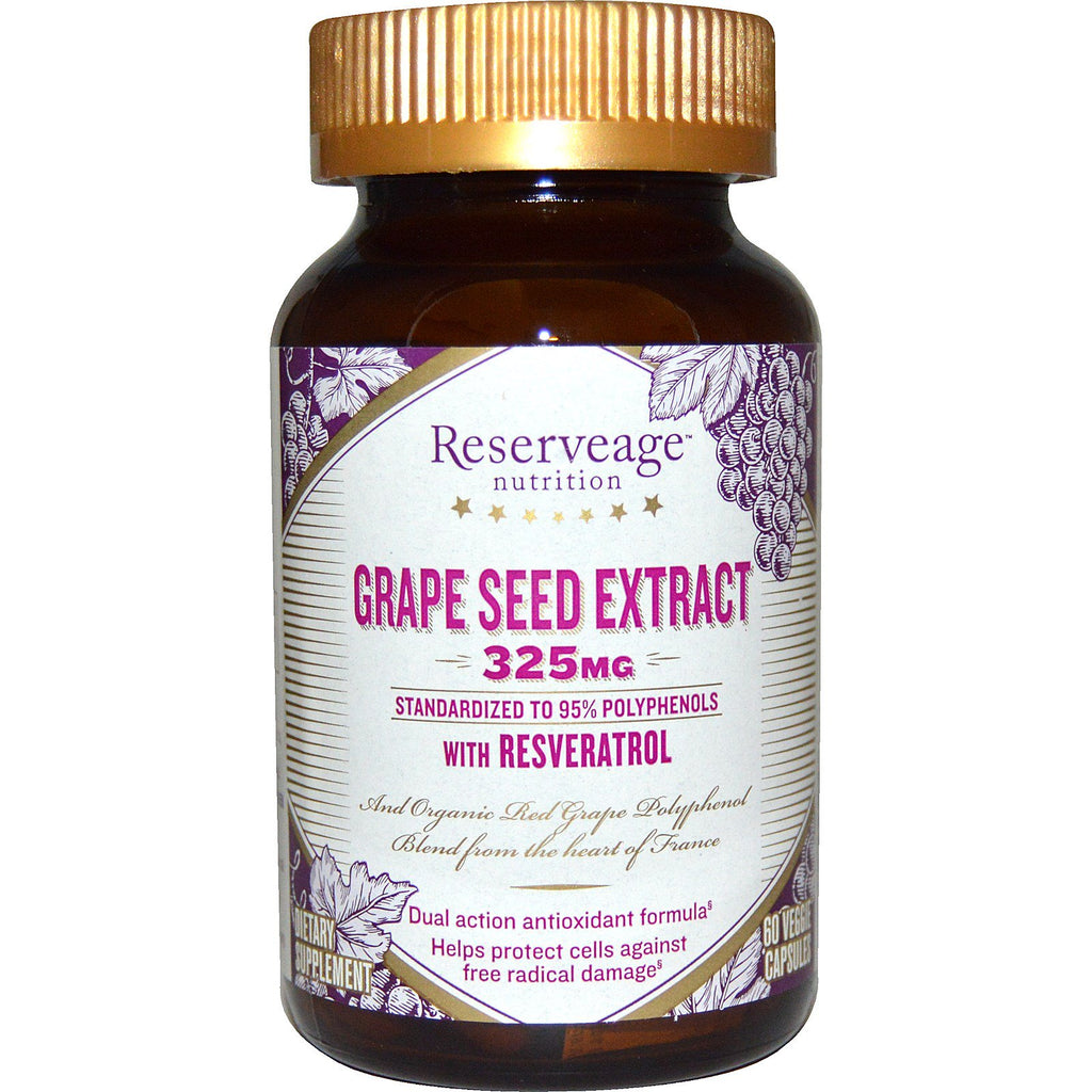 ReserveAge Nutrition, Extrait de pépins de raisin, 325 mg, 60 gélules végétales