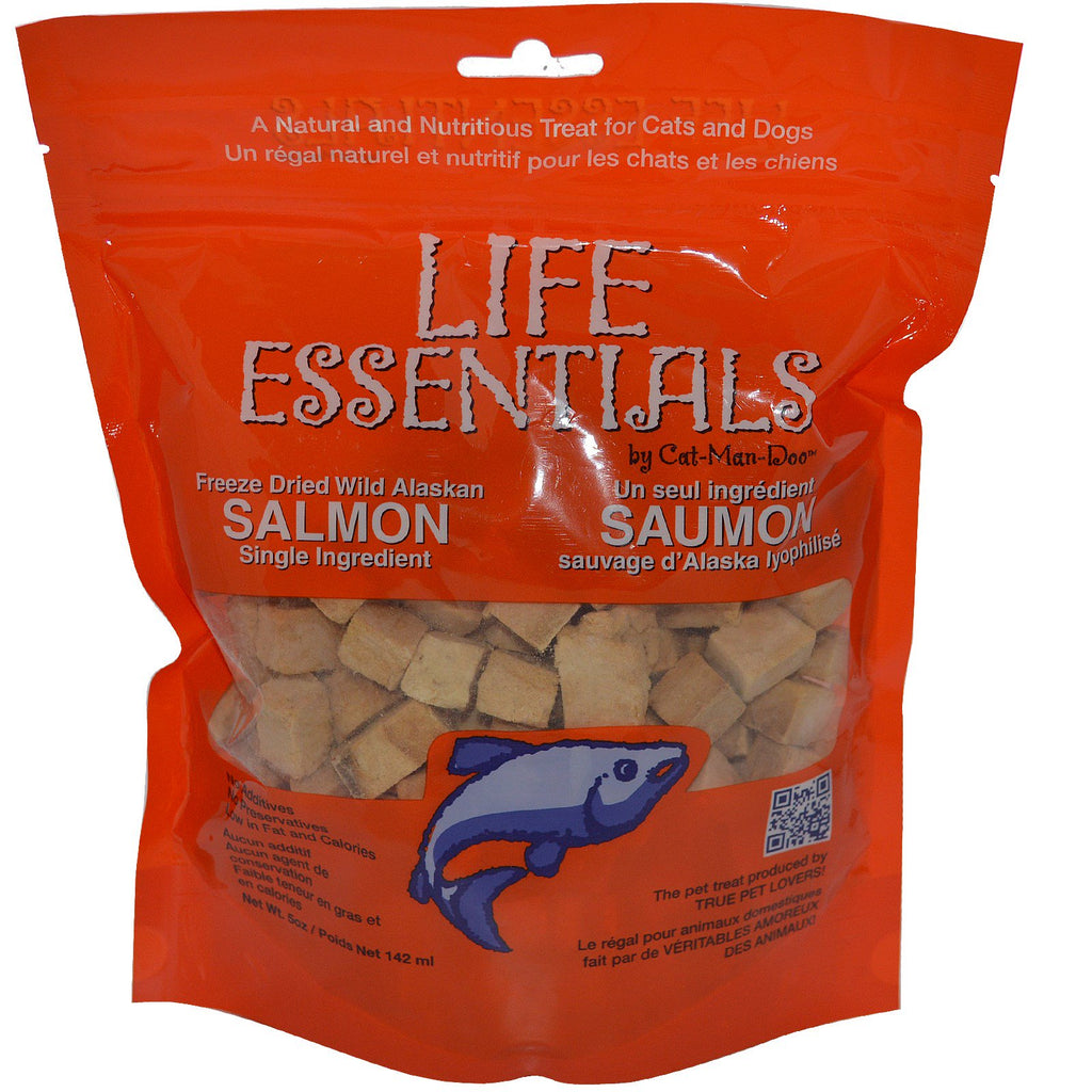 Cat-Man-Doo, Life Essentials, liofilizowane przysmaki z dzikiego łososia alaskańskiego, 5 uncji (142 g)
