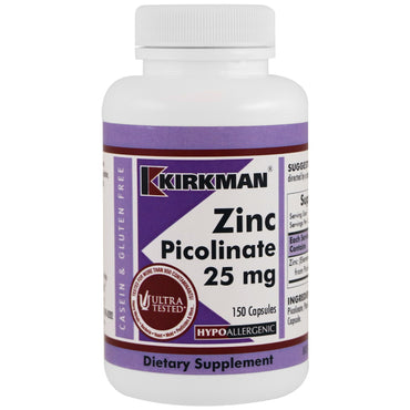Kirkman Labs, Picolinato de zinc, 25 mg, 150 cápsulas