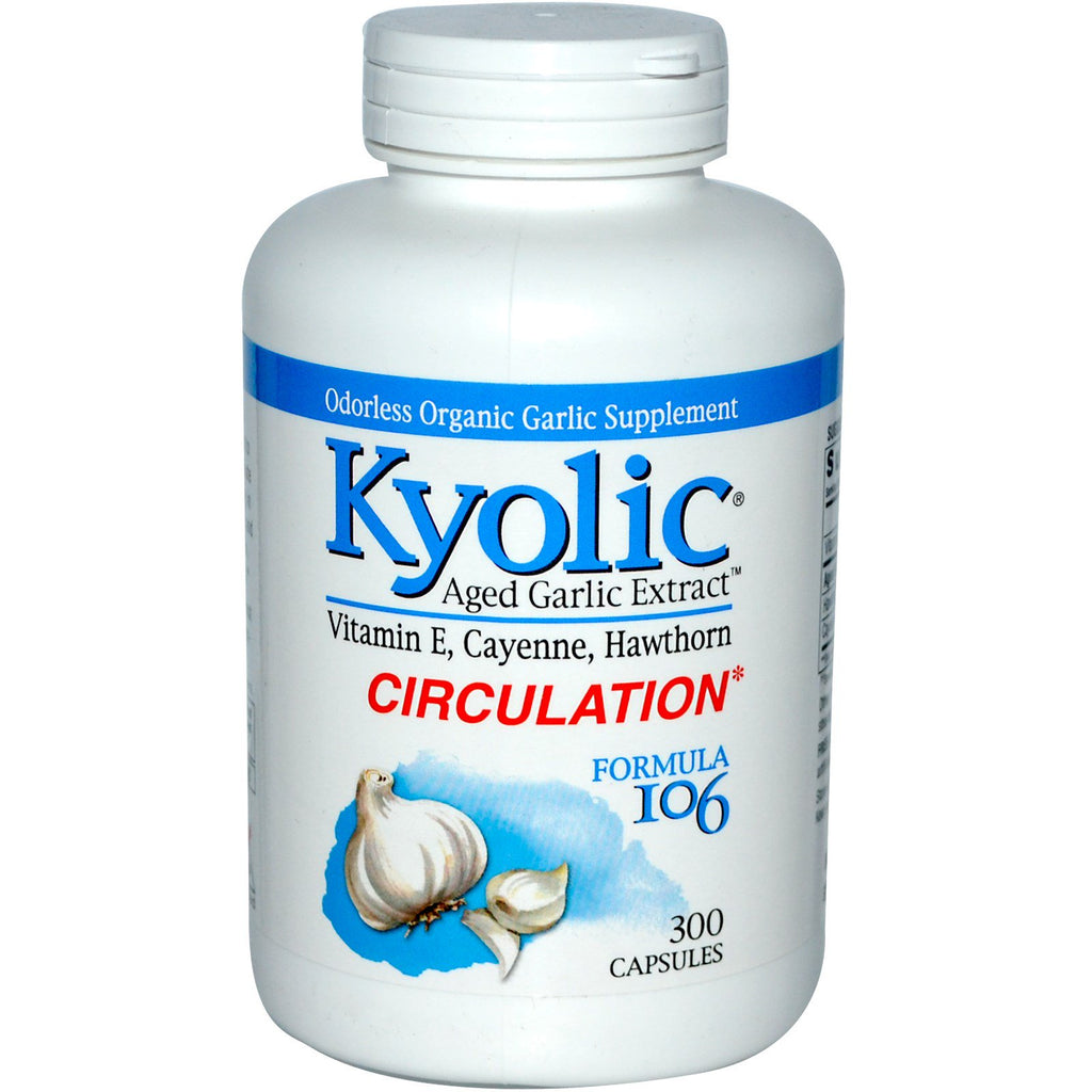 Wakunaga - kyolic, oud knoflookextract, circulatie, formule 106, 300 capsules