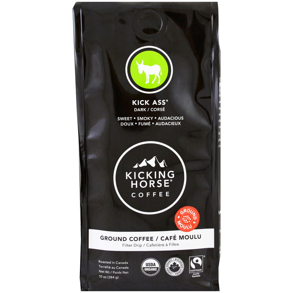 Kicking Horse, Kick Ass, mørk, malt kaffe, 10 oz (284 g)