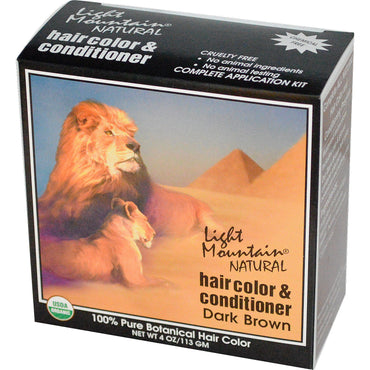 Light Mountain, tinta e balsamo per capelli, marrone scuro, 4 oz (113 g)