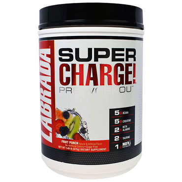 Labrada Nutrition, Super Charge! Pre-Workout, Fruit Punch, 1.49 lb (675 g)