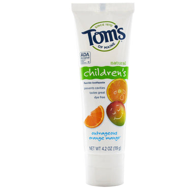Tom's of Maine, pasta de dente infantil natural com flúor, manga laranja ultrajante, 119 g (4,2 oz)
