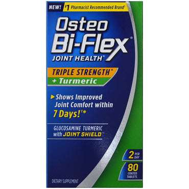 Osteo Bi-Flex, Santé des articulations, Triple force + Curcuma, 80 comprimés enrobés