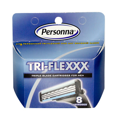 סכיני גילוח פרסונה, Tri-Flexxx, מחסניות משולשות להבים לגברים, 8 מחסניות
