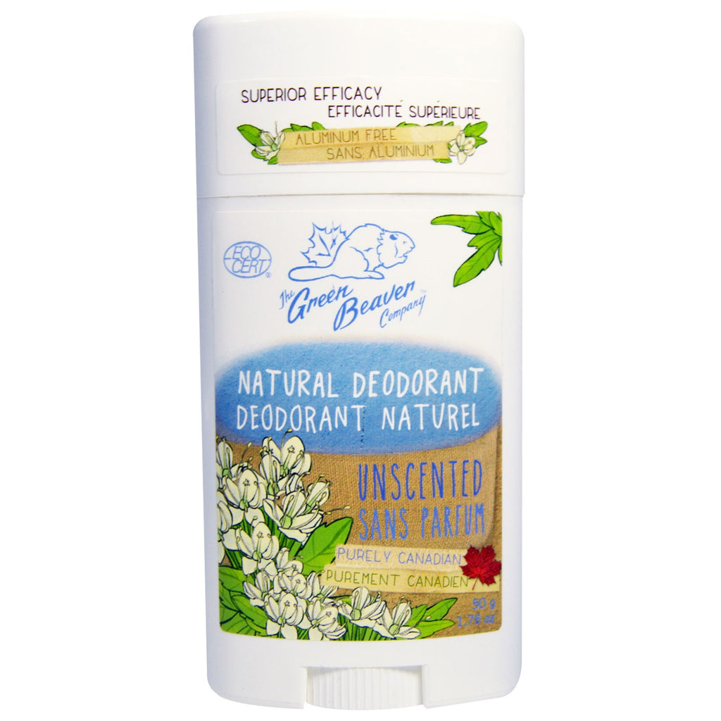 Green Beaver, Natural Deodorant, Unscented, 1.76 oz (50 g)