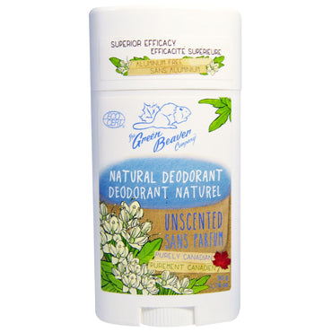 Green Beaver, Natural Deodorant, Unscented, 1.76 oz (50 g)
