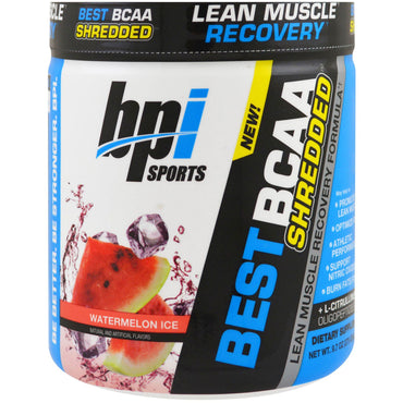 BPI Sports, La mejor fórmula de recuperación de músculos magros triturados con BCAA, Helado de sandía, 9,7 oz (275 g)