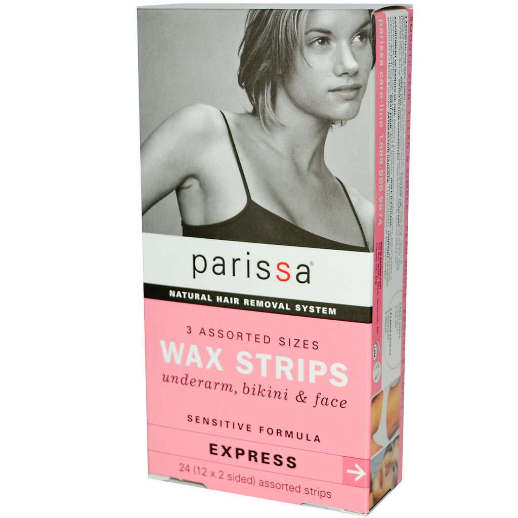 Parissa, Natural Hair Removal System, Wax Strips, 24 Assorted Strips