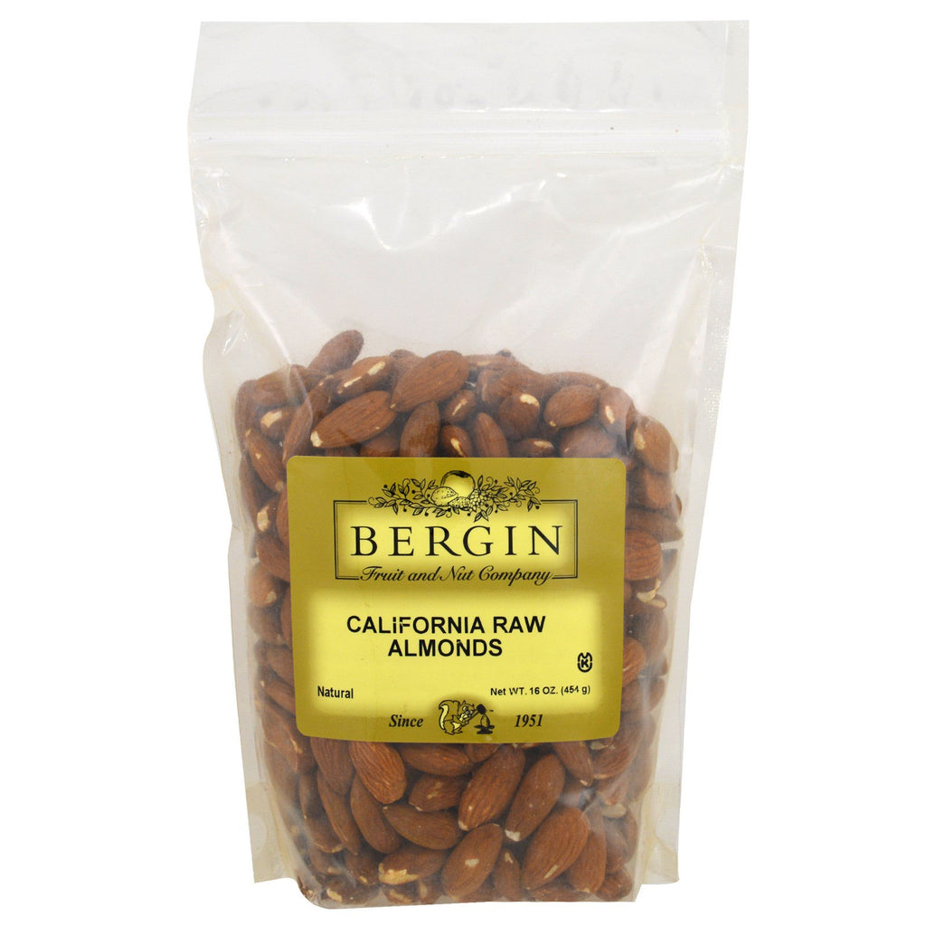 บริษัท Bergin Fruit and Nut, อัลมอนด์ดิบแคลิฟอร์เนีย, 16 ออนซ์ (454 กรัม)