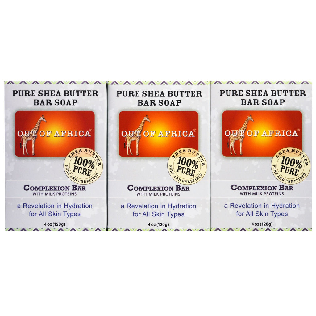 Out of Africa, Pure Shea Butter Bar Soap, Complexion Bar with Milk Proteins, 3 pack, 4 oz (120 g) Each