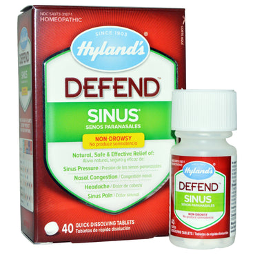 Hyland's, Defend, Sinus, 40 Comprimidos de Dissolução Rápida