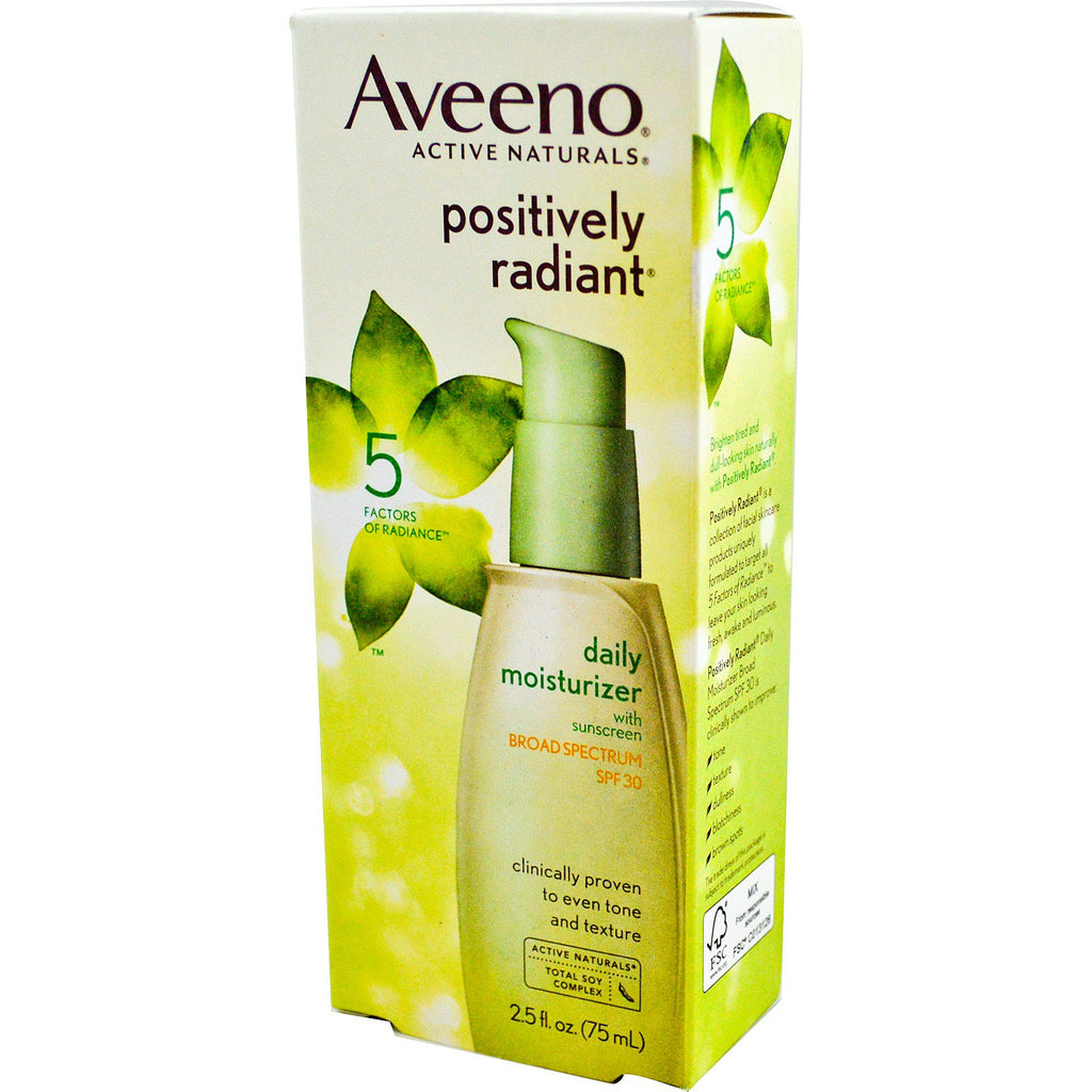 Aveeno, Active Naturals, positief stralend, dagelijkse vochtinbrengende crème, SPF 30, 2,5 fl oz (75 ml)