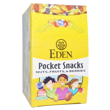 Eden Foods, , พ็อกเก็ตสแน็ค, เมล็ดฟักทอง, คั่วแห้ง, 12 แพ็คเกจ, 1 ออนซ์ (28.3 กรัม) ต่อชิ้น