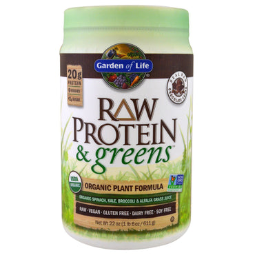 Garden of Life, Raw Protein & Greens, Pflanzenformel, echter roher Schokoladenkakao, 22 oz (611 g)
