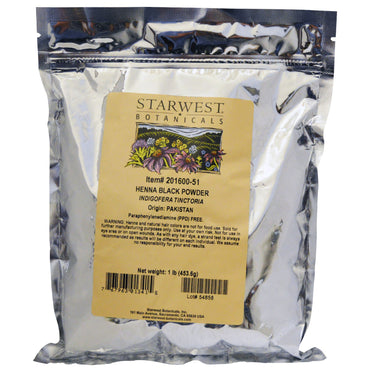 Starwest Botanicals, Henna Black Powder, 1 lb (453.6 g)