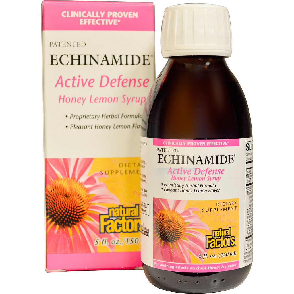 Natural Factors, Echinamide Active Defense, Honey Lemon Syrup, 5 fl oz (150 ml)