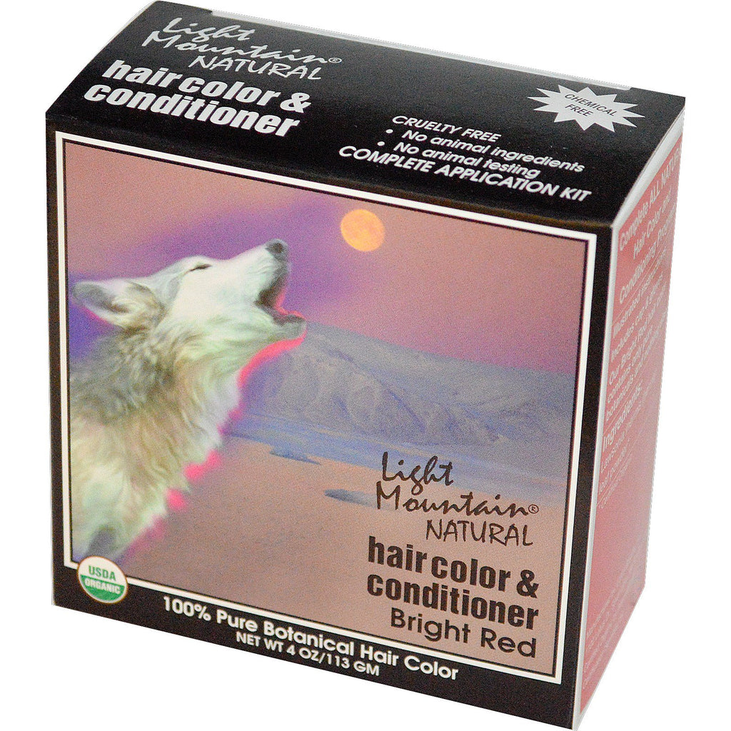 Light Mountain, Acondicionador y colorante natural para el cabello, rojo brillante, 4 oz (113 g)