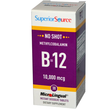 Superior Source, Methylcobalamin B-12, 10 000 mcg, 30 MicroLingual Instant Dissolve Tabletter