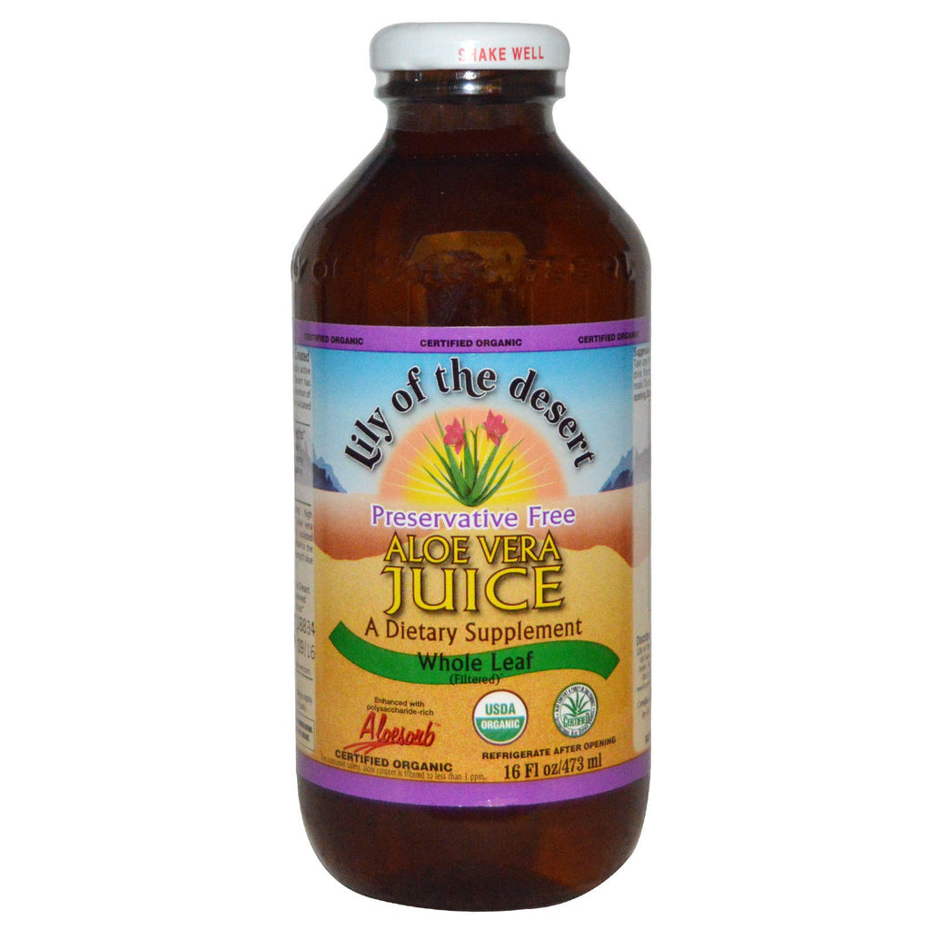 Lily of the Desert、アロエベラジュース、全葉、16 fl oz (473 ml)