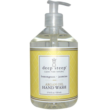 Deep Steep, Nettoyant pour les mains à l'huile d'argan, Citronnelle-Jasmin, 17,6 fl oz (520 ml)