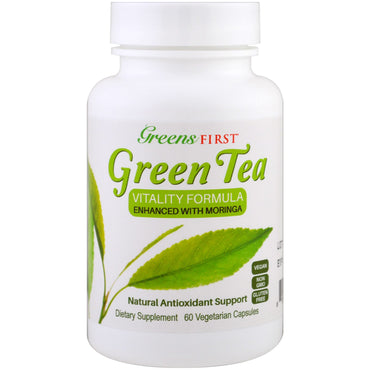 Greens First, Formula de vitalitate pentru ceai verde, îmbunătățită cu Moringa, 60 de capace vegetale