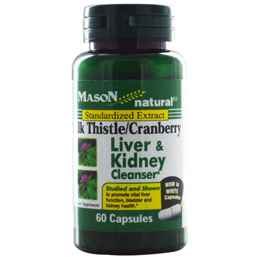 Mason Natural, Milk Thistle/Cranberry, Liver & Kidney Cleanser, 60 Capsules