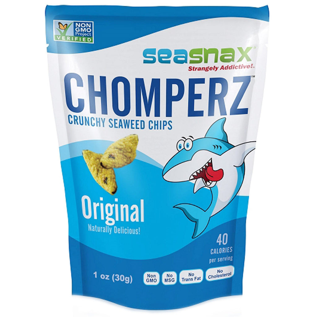 SeaSnax, Chomperz, chrupiące chipsy z wodorostów, oryginalne, 1 uncja (30 g)