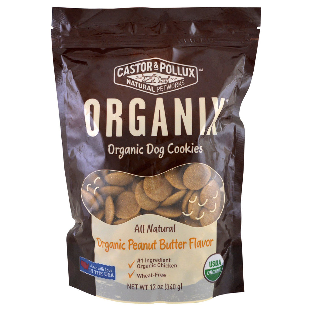 Castor &amp; Pollux, Organix, Biscuits pour chiens, saveur beurre de cacahuète, 12 oz (340 g)